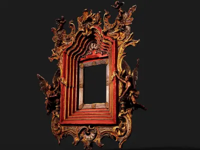 ornamental baroque frame picture PBR photogrammetry Low-poly 3D model