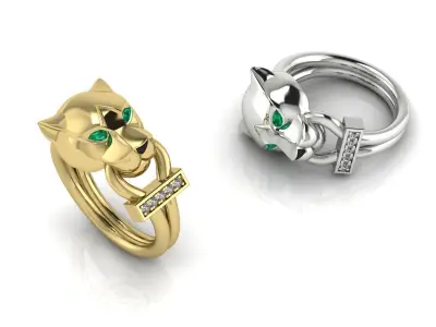 Panthere Ring Gold  3D print model