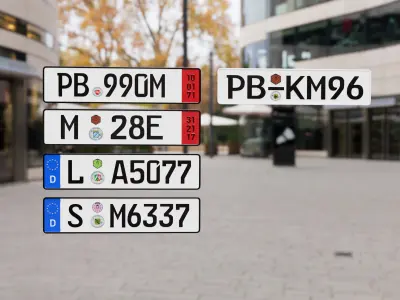 German Number Plate Low-poly 3D model