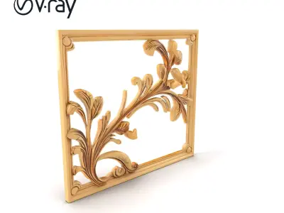 Art Nouveau Botanical Wall Panel model pack Low-poly 3D model