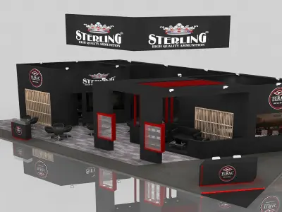 Booth Exhibition Stand 3 Side Open 3D model