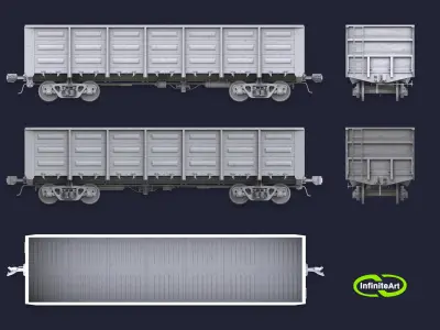 Railway carriage Low-poly 3D model