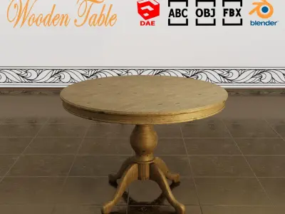 Wooden table 2 Low-poly 3D model