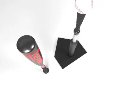 Baseball Sports Pack with Bat Tee and Ball 3D model