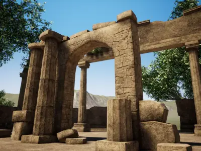 Temple ruins construction kit Low-poly 3D model