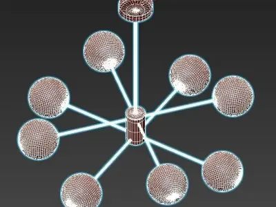 ballslight chandelier with six balls hanging from it 3D model