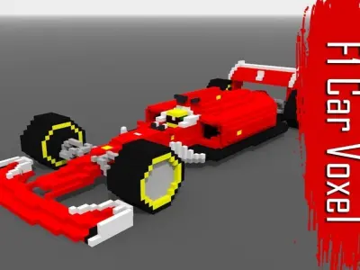 Voxel F1 Car Low-poly 3D model