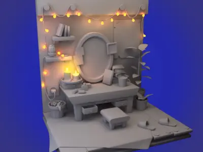 3D isometric miroir  Low-poly 3D model