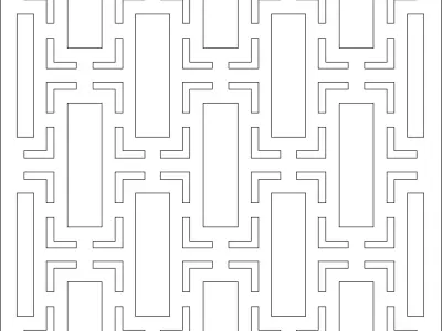 Partition wooden screen with lattice pattern 3D model