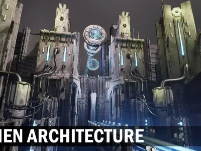 Allien architecture Low-poly 3D model