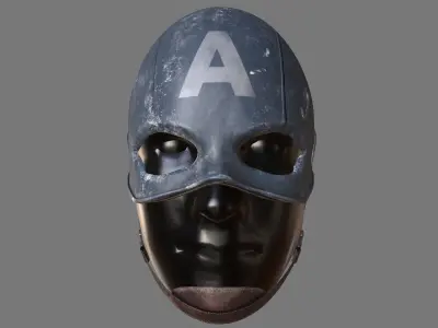 Captain America Helmet PBR Low-poly 3D model