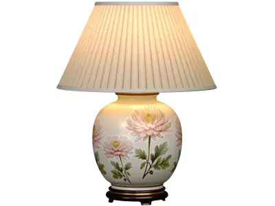 Chrysanthemum Porcelain Large Nightstand European Table Lamp 3D model