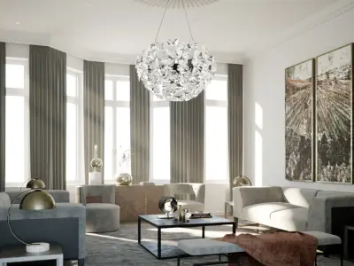 CoronaC4D Scene files - Living Room 2 Interior Scene 3D model