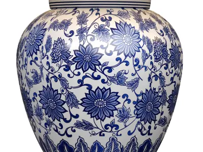 Ralph Chinoiserie Floral Ginger Jar Nightstand Table Lamps 3D model