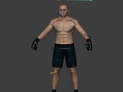 Athlete - Kickboxer Character - Fighter - Wrestler Low-poly 3D model