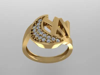 Ring 15 years and moon 3D print model