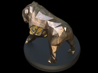Steampunk Old Bulldog Pose Low-poly 3D model