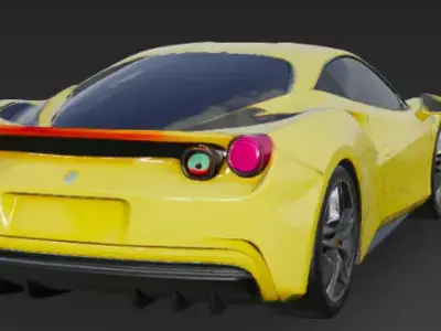 Yellow Ferrari Sports Racing Car 3D Model Game Ready 3D model