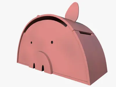 Pig Toy Box for Playing Equipments Child Room Plastic Edition 3D model
