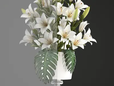 bouquet of white lilies 3D model