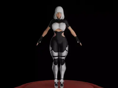 Sci fi  Thicc Slim Girl Game Ready Low-poly 3d Model  Free low-poly 3D model