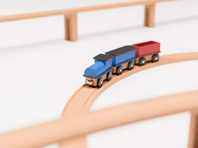 Wooden Toy Train Set 3D model