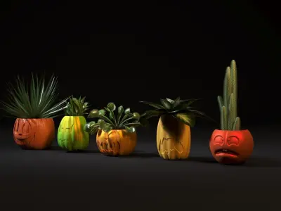 Pumpkin pots set 3D print model