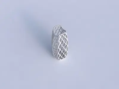 Vase double arc hexagon with diagonal grid lattice 3D print model