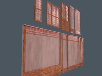 Modular wall Collection0001-B  Low-poly 3D model