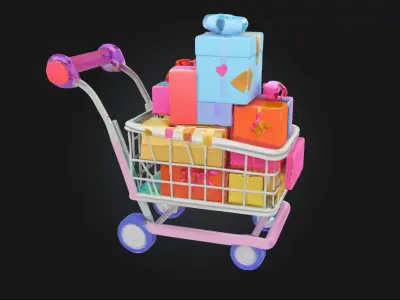 Gift Cart  Festive Wagon of Celebration and Cheer 3D model