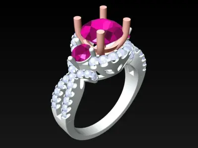 Diamond Ring - Womens Rings - N3350 3D print model