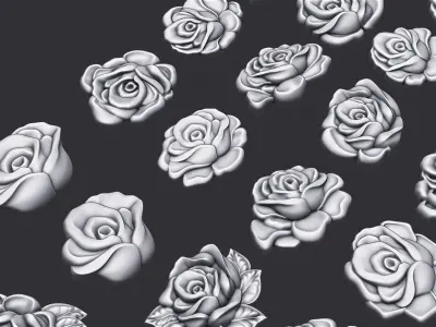Roses relief set 3D print model