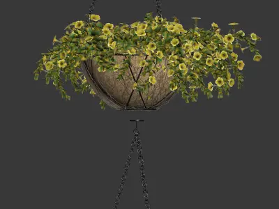 Flowers in a flower pot on a chain - Petunia - 4 models 3D model