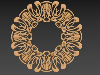 Art Nouveau circle frame 3 3D print model