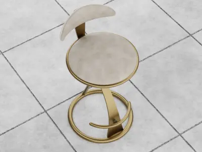 Luxury Leather Bar Stool 3D model