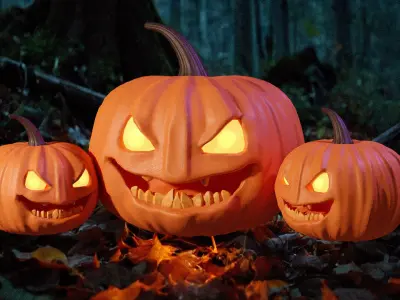 Pumpkin halloween game prepared engine model PBR Low-poly 3D model