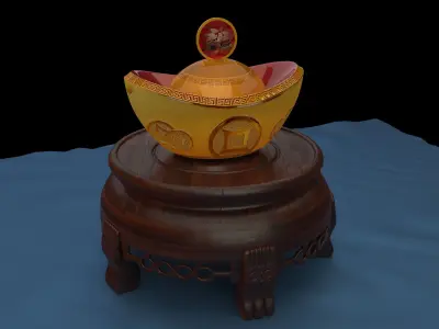 Chinese gold ingot piggy bank  3D model