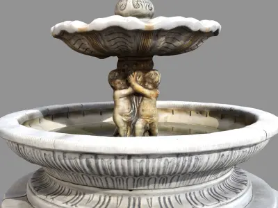 ancient old Italian fountain Low-poly 3D model