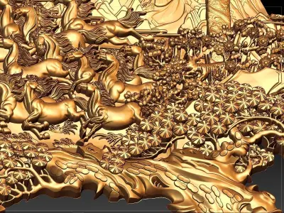 Horses running in the Sky 3D print model