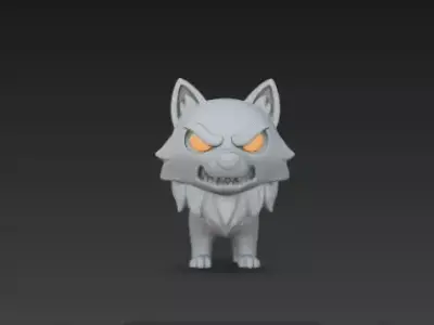 3D Model of Gray Wolf Halloween Night Creature Spooky Animal 3D print model
