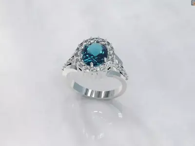 Diamond engagement ring 3D print model