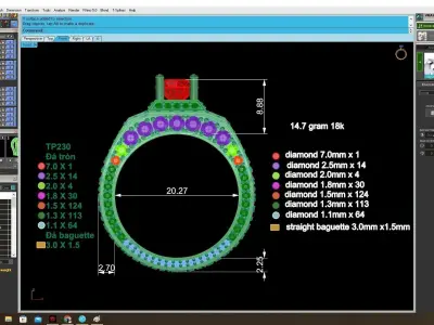 Luxury Wide Band Ruby Men Ring 3D Jewelry Model  4086 3D print model