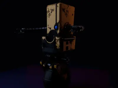 Wheely samurai robot in fallout Free low-poly 3D model