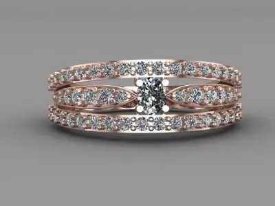 Rose Gold Women Diamond Ring 3D print model 3D print model 7