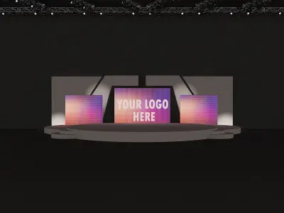 Event and Conference Stage With Led Screens 3D model