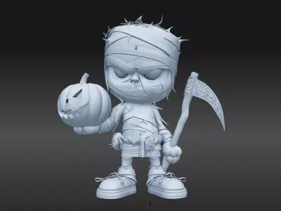Chibi Mummy Child Figure STL File  Halloween Decoration 3D print model