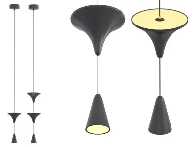 Cone Industrial Fixtures Black White Pendant Lighting 3D model