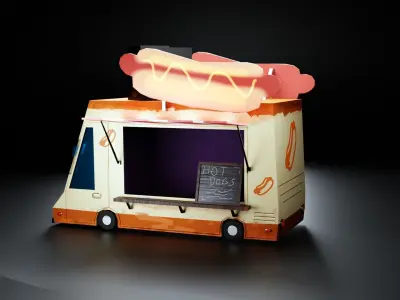 Food Truck Game Ready Low Poly Props Low-poly 3D model