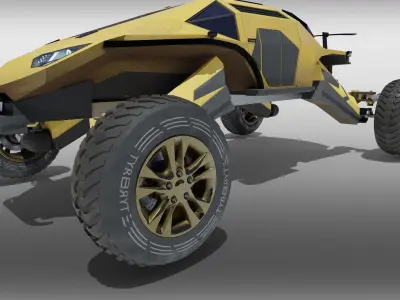 Car 4x4 with dirty look rigged Low-poly 3D model