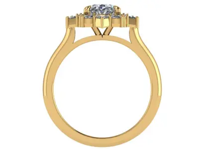 Oval shape halo ring encircled by square and marquise stones 3D print model